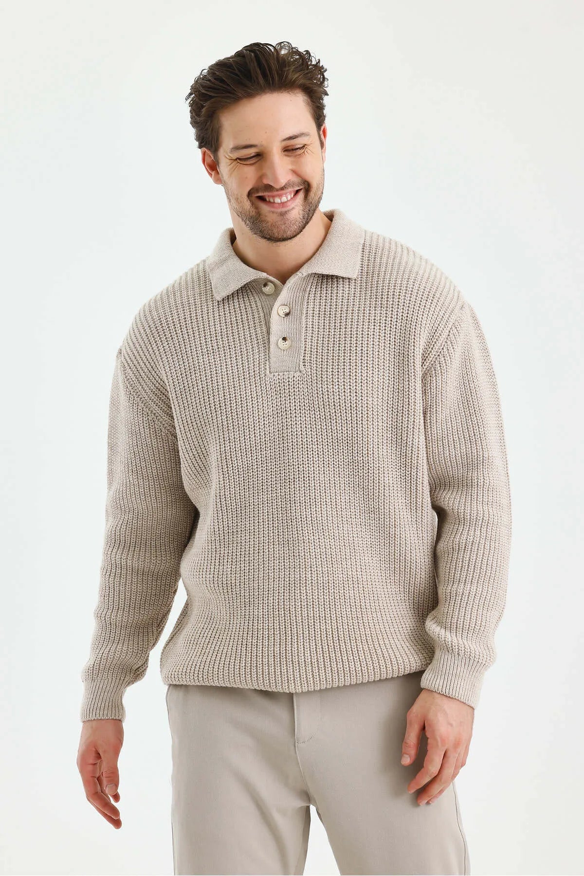 Mr. Wick | Sweter Polo z Dzianiny